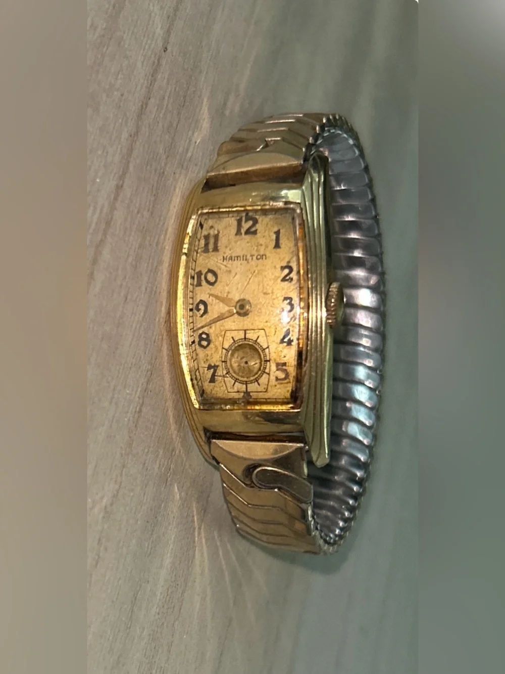 Hamilton Vintage 14K Gold Filled Tonneau Watch Wear Shown NOT CLEANED UNTESTED